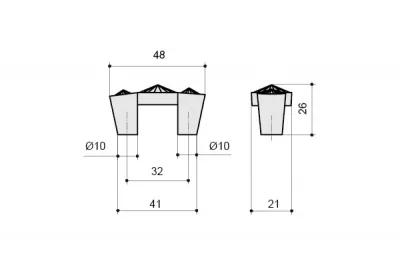 Ручка-скоба 32мм, отделка золото глянец + горный хрусталь