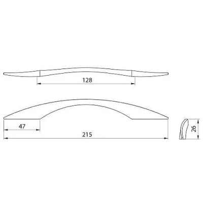 GTV: Ручка EAST L-128, инокс: UZ-EAST-128-06