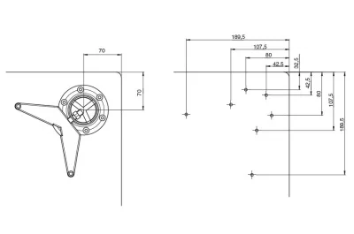 Комплект ног для стола d.60мм Н710, отделка хром матовый (4 ноги + 4 базы)