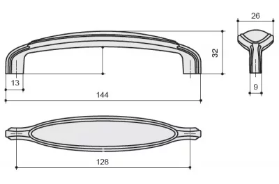 Ручка–скоба 128мм, отделка медь античная + керамика