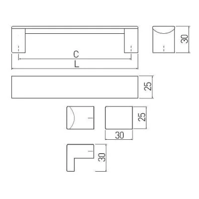 Ручка алюминиевая ARES C=320, черная GTV UA-ARS320-20