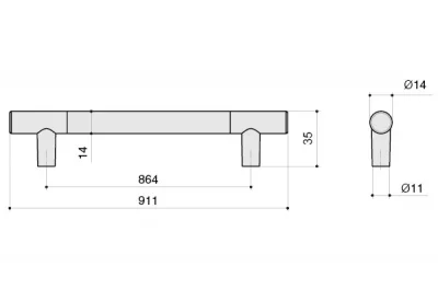 Ручка-скоба 864мм, отделка никель матовый
