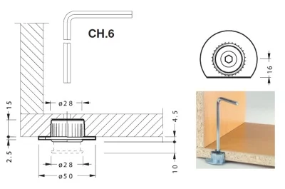 Ножка врезная с металлическим подпятником