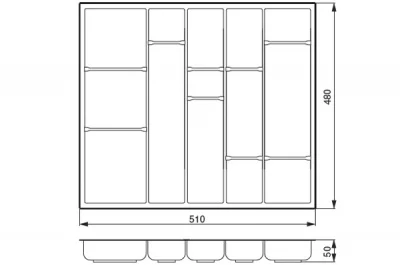 Composit 50 Ёмкость для столовых приборов в базу 600, цвет светло-серый/темно-серый (матовый)
