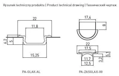 GTV: Заглушка для профиля PA-GLAX-AL - цвет серебристый (цена за 10шт.) PA-ZASGLAX-00