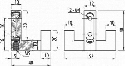 GTV: Мебельный крючок K2202, черный WZ-K2202-CZ