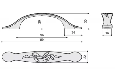 Ручка-скоба 96мм, отделка олово старое