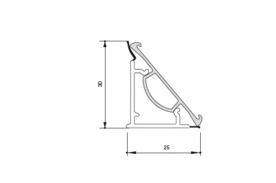 Бортик треугольный L=4000, под кромку H.34, алюминий анодированный
