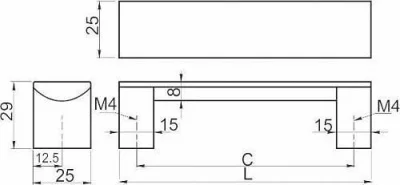 Ручка алюминиевая UA-B337 C=128, алюминий GTV UA-B0-337128