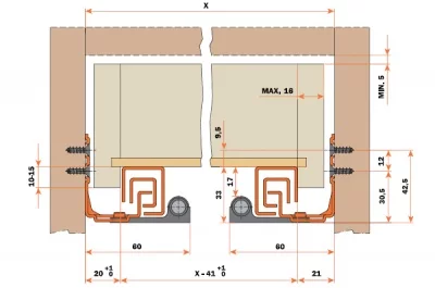 6555/450 Futura Smove Комплект направляющих L=450мм полного выдвижения с доводчиком