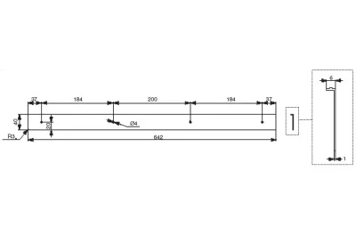 Профиль торцевой R3 для столешницы Н.40, универсальный, алюминий