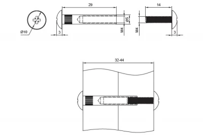 Стяжка межсекционная d.5мм (29+14), отделка никель (за 100 штук)
