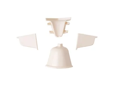 Комплект соединителей овального пристеночного бортика (VER%/35), (4ч.:2 загл., 90°внут.+90°внеш.) пластик, шампань 11509