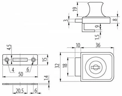 GTV: Замок для стекла 407 ZZ-SZ-407-01