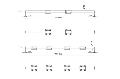Механизм для вставки стола 500 мм, отделка цинк/серая