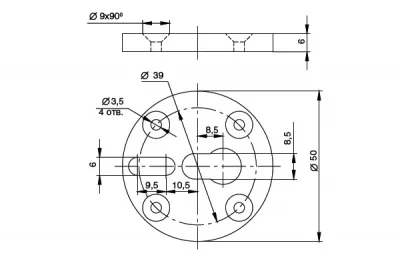 База d.50мм для крепления опоры стола, отделка никель