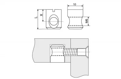 Бочонок-гайка M6 для винтовой стяжки к 18мм ДСП (за 100 штук)