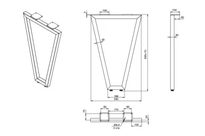 Опора для стола V-образная Лиссабон-Т l.550, h.820, отделка золото (перламутр)