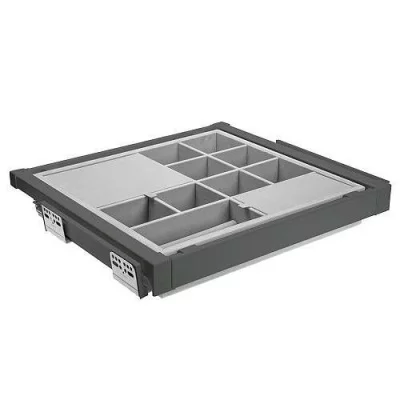 GTV: Корзина с органайзером WG-PRZEG60-60 графит, с доводчиком, полного выдвижения: WG-PRZEG60-60