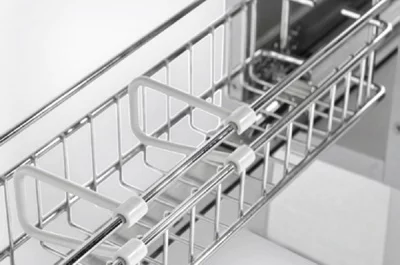 Сетка в базу 150 выдвижная с доводчиком, отделка хром