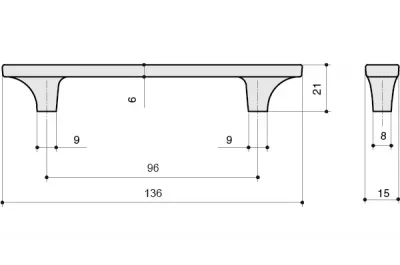 Ручка-скоба 96мм, отделка никель глянец + шоколад