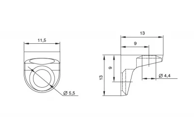 Полкодержатель с двумя отверстиями, отделка никель (за 100 штук)