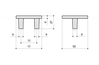 Ручка-скоба 32мм, отделка никель глянец + тёмно-коричневый (кайман)