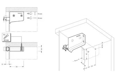 Подвеска полок крепление на саморезах универсальная, серая