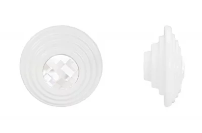 Ручка-кнопка, отделка белая матовая + горный хрусталь