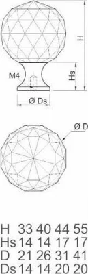 GTV: Ручка-кнопка CRYSTAL PALACE A 40мм, хром/стекло GZ-CRPA40-01