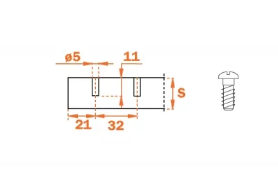 Клип-ответная планка H0 с евровинтом, прямоугольная
