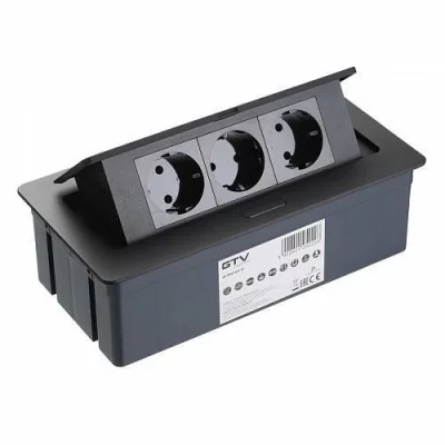 GTV: Удлинитель настольный SOFT 3 розетки AE-PBSC3GS-20 (Schucko), черный, с проводом 1,5 метра: AE-PBSC3GS-20N