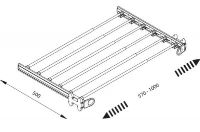 Рамка выдвижная с держателями для брюк, 570-1000мм, отделка алюминий полированный + транспарент