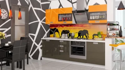 Кухонный гарнитур длиной - 240 см (со шкафом НБ) Кухонный гарнитур длиной - 240 см (со шкафом НБ)