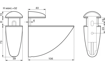 Менсолодержатель "Пеликан", отделка хром глянец, большой, комплект 2 штуки