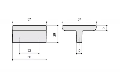 Ручка-скоба 32мм, отделка никель глянец + тёмно-коричневый (кайман)