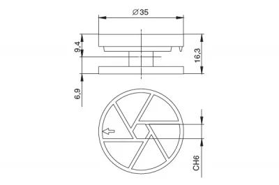 Эксцентрик d.35мм, для стяжки червячной, отделка цинк