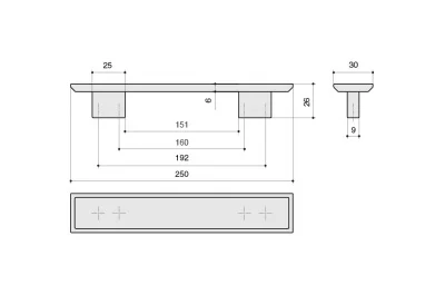 Ручка-скоба 192-160мм, отделка хром глянец + вставка