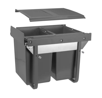 GTV: ВЕДРО ДЛЯ МУСОРА БЕЗ КРЕПЛЕНИЯ ФАСАДА=450мм, НАПР. С ДОВОДЧИКОМ - ВЫСОКИЙ 2x20л , 490x395x415 АНТРА: PB-45-450-2X20-60A