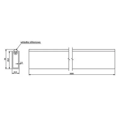 GTV: Штанга гардеробная прямоугольная с антискользящей вставкой, 3м, графит: WG-RRPS300-60
