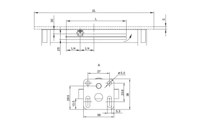 Механизм для вставки стола 500 мм, отделка цинк/серая