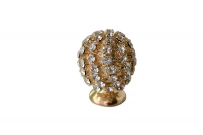 Ручка-кнопка, отделка золото глянец + горный хрусталь