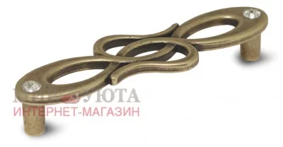 Ручка-скоба 96мм бронза состаренная с кристаллами Сваровски: 1021K.96.23