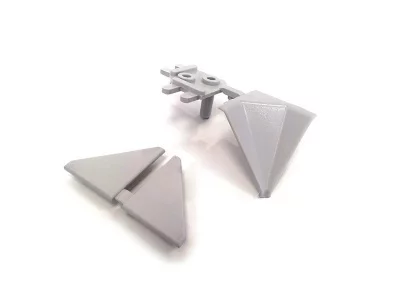 Комплект соединителей треугольного пристеночного бортика под вставку,(3ч.:2 загл., 90гр.внут) пластик, серый