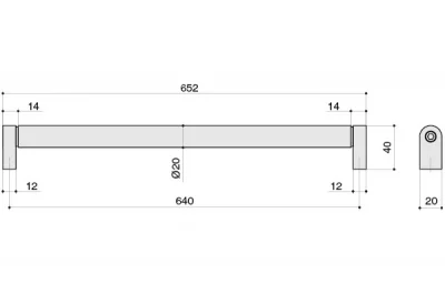 Ручка-скоба 640мм, отделка сталь нержавеющая