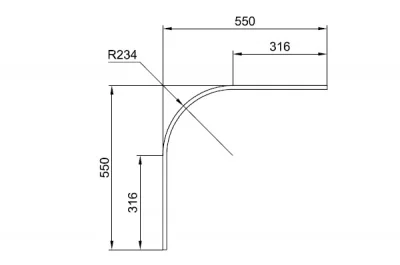 80 Закругление для цоколя ПВХ Н.150, под золото