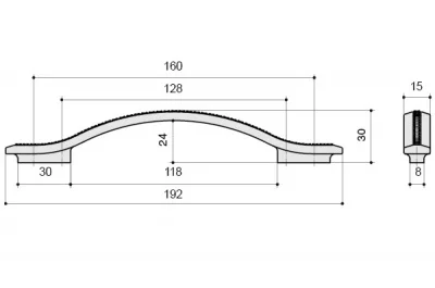 Ручка-скоба 160-128мм, отделка хром глянец + горный хрусталь