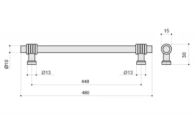 Ручка-скоба 448 мм, отделка античное железо