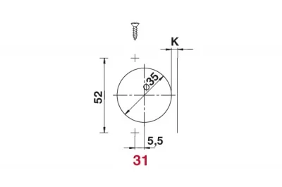 Петля 110 накладная с доводчиком, 52мм, Clip-on (cam), отделка никель