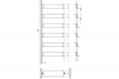 Полка для обуви с боковым креплением, 480-830мм